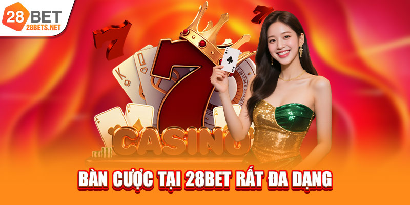 Bàn cược tại 28bet rất đa dạng