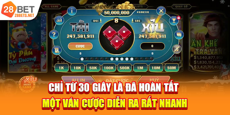 Chỉ từ 30 giây là đã hoàn tất một ván cược diễn ra rất nhanh
